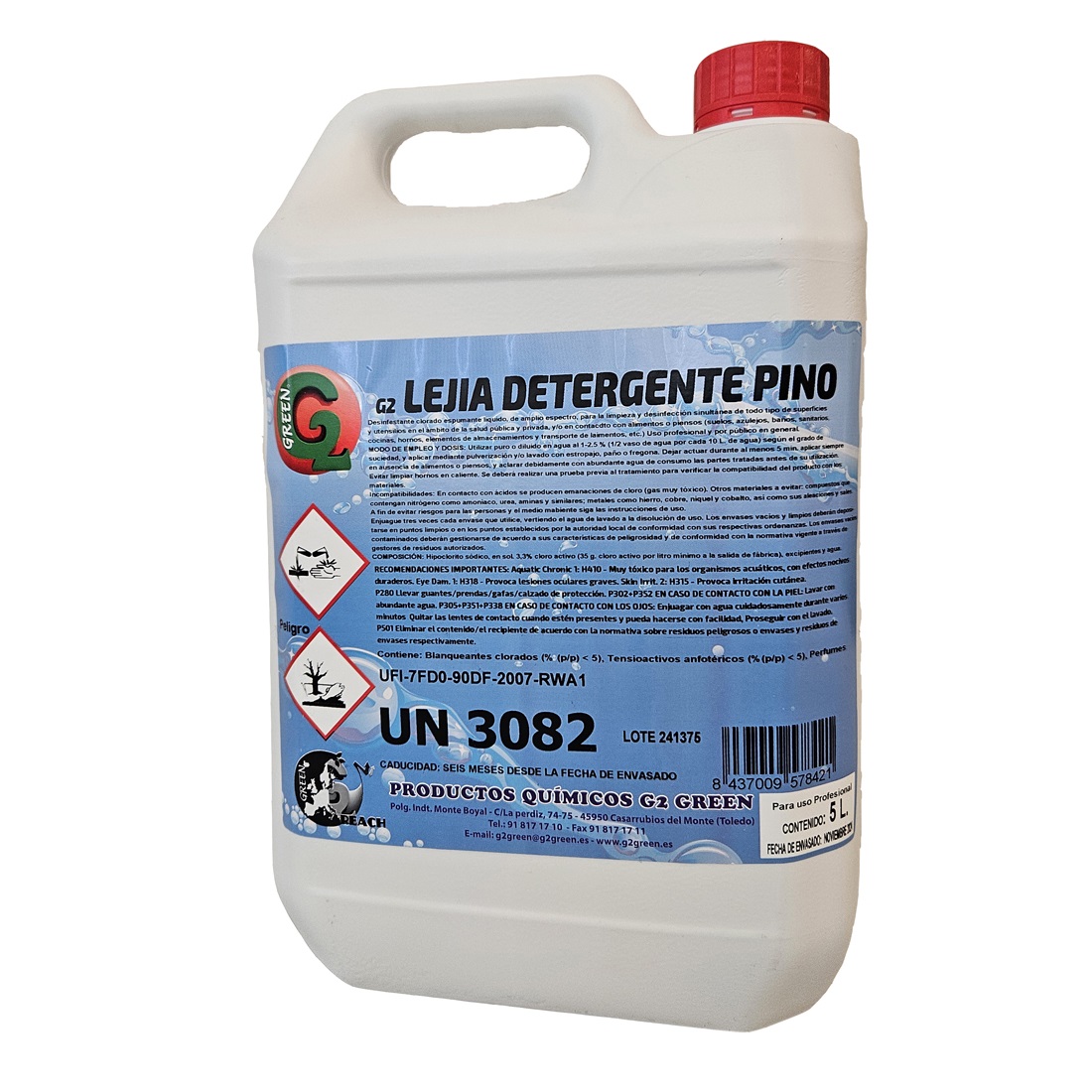 LEJIA PINO CON DETERGENTE DESINFECTANTE garrafa de 5 litros.